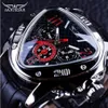 Jaragar Sport Racing Design Geometric Triangle Design äkta läderband Mens Watches Top Brand Luxury Automatic Wrist Watch302m