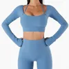AL08 Align's Yoga Al Sneldrogend shirt met lange mouwen Fitness Gymkleding voor dames Korte sporttop Elastisch ademend Training Joggingshirt