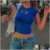 T-shirt Femme Femmes T-shirts Y2K Baby Tees Streetwear Mode Minceur Mignon Y Manches courtes Tops pour femmes Vêtements Dames Drop Otqzu