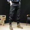 cargo Pants Men Ankle Length Streetwear Casual Pants Men Military Style Slim Fit Pure Cott Trouser Japan Style Black Pants Men m7xm#