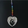 Suncatchers H&D Crystal Angel Wing Pendant with Crystal Ball Rainbow Maker Hangings Suncatcher for Window Home Garden Decor Gifts