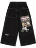 JNCO Jeans New Harajuku Hip Hop Retro Skull Graphic broderade baggy jeans denim Pants Män kvinnor Goth High midja breda byxor V3IG#