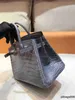 Bikns Designer-Handtasche aus Krokodilleder, handgefertigt, 7A Rindsleder, handgenäht, Nil, Hochglanz, Gesichtsbauch, 25, Damen, Luxus, Damen6YXN