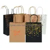 Gift Wrap 6Pcs Black Bronzing Dot Kraft Bag Wedding Birthday Packaging Portable Shop Tote Baby Shower Supplies 15X21X8Cm Drop Delivery Dhtqo