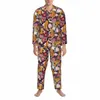 Pajamas Men Floral Leopard Room Room Sleepwear Green Leaves 2 قطعان غير رسمية Pajama مجموعات LG Sucted Home Home Suit K1fd#