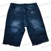 Pantalones cortos para hombres 2023 Pantalones cortos de mezclilla de verano para hombres Ajuste suelto Hip Hop Distressed Ripped Pierna ancha para hombre Pantalones recortados Pantalones vaqueros cortos de gran tamaño T240325