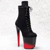 Dance Shoes 20CM/8inches Suede Upper Modern Sexy Nightclub Pole High Heel Platform Round Toe Women's Ankle Boots 337