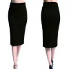 Узкая юбка-карандаш, женские трикотажные юбки до середины икры с высокой талией, большие размеры, модная женская офисная эластичная облегающая юбка-миди