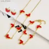 Earrings Necklace High Quality Natural Stone Butterfly Set Necklace Earrings Cute Insect Jewelry Set For Woman Girl Jewelry Daily Wear L240323