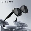 LIOUMO Luxury Polygon Frame Oversized Sunglasses Women Polarized Gradient Driving Glasses Men Trend Rivet Goggle zonnebril heren 240320