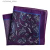 Handkerchiefs Fashion Accessories 48 Color Mens Hanky Pocket Square Handle Paisley Design Hound Stone Printing Matching Pocket Scarf Y240326