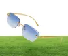xury Brand Designer Popular Men Sunglasses Vintage Retro Diamond Cut Lens Square Rimless Sun Glasses Gold Mirror Frame Fashion Z1955139