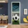 Adesivos de futebol 3d porta adesivo papel parede bola esporte diy autoadesivo pvc porta decalque quarto decoração pós murais adesivos