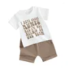 Kledingsets Baby Boy Girl Tante Outfit Zomer 2 stuks Neef Bijpassende outfits Letter Print Korte mouw T-shirt Effen shorts