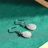 Dingle örhängen 925 Silver Natural Grade A Jadeite Carved Water Drop Lucky Earring Certificate Luxury Jade Bridal Party Jewelry