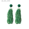 Dangle Chandelier Green rice bead long tassel earrings for womens retro Bohemian ethnic style beach holiday pendant earrings Korean fashionC24326
