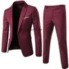 Heren Pakken Men Blazers 2 -Pieces Sets Formele volledige zakelijke Koreaanse pantjas bruiloft Bruidegom Elegante jasbroek Pak Male outfit