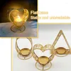 Castiçais romântico ouro oco tridimensional metal em forma de coração triangular castiçal ornamentos de mesa decoração para casa