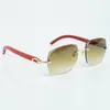 Newest Hot sale Exquisite style 3524018 micro cutting lenses sunglasses, natural red wooden temples glasses, size: 18-135mm