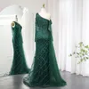 Axel One Sharon sa Emerald Green Mermaid aftonklänningar med overskirt långärmad Dubai Wedding Party Dress SS413