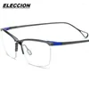 Sonnenbrillenrahmen ELECCION Hochwertige reine Titan-Business-Halbrand-optische Gläser Männer verschreibungspflichtige Brillenrahmen männlich