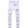 men's Denim Jeans Hole Ruined Trousers Designer Brand Silm Straight Ripped Pants Distred White Red Black Large Size 41T0#