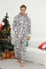 men Hooded Onesies Jumpsuits Sleepwear Flannle Pajamas Winter Warm Christmas Grey Penguin Print Pyjamas 03kr#