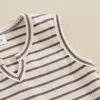 衣類セット夏の幼児の男の子2PCS服セットストライププリントノースリーブタンクトップショーツ幼児ビーチの衣装