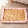 Lightweight Breathable Cooling Summer Cat Bed Pet Rattan Nest Mat Ice Dog Bed for Small Puppy Dogs