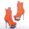 Dance Shoes Women 15CM/6inches PU Upper Plating Platform Sexy High Heels Ankle Boots Pole 15-034