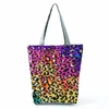 Модные сумки для покупок на шнурке, цветные леопардовые сумки для женщин, большая емкость, дорожная пляжная сумка, сумка на плечо с животным принтом, женская
