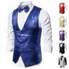 Nuevo diseño hombres lentejuelas patrón brillo adornado con cuello en v blazer chaleco masculino trajes de fiesta de noche más tamaño caliente f8tu #