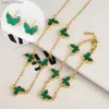 Earrings Necklace High Quality Natural Stone Butterfly Set Necklace Earrings Cute Insect Jewelry Set For Woman Girl Jewelry Daily Wear L240323