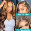 Hoogtepunt Transparant Blond Body Wave Menselijk Haar Pruiken Pre Geplukt Braziliaans babyhaar 360 Kant Frontale Pruiken voor Vrouwen