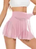 Sexy rok Sexy set Micro-minirok met slips Club Sexy mesh transparant skateboard Dames ijszijde A-lijn skateboard met lage taille Skateboard met ruches aan de rand 24326