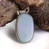 Pendentif Colliers Une véritable pierre précieuse naturelle Bleu Calcédoine Agate Cabochon Perles Collier En Cristal Femmes Accessoires Bijou Bijoux PS697