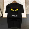 Erkek Tişörtler Paris Mektup Kedi Baskı Kısa SLVE TS Lüks Marka Pamuk Erkekler Tişörtler Gündelik Tshirts Yaz Hip Hop Büyük Boy