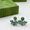 Gu Jia Shuang G – boucles d'oreilles en diamant d'eau bleu Turquoise, à la mode, polyvalentes, en laiton, à aiguille en argent