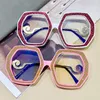 Lunettes de soleil Cadres 2024 Femmes High End Polygonal Diamond Anti Blue Light Lunettes Fashion Brand Designer Rétro Extra Large Minceur Plat