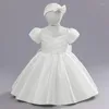 Robes de fille 1 2 3 4 5 ans robe de bébé été satin mode petite princesse fête bandeau cadeaux d'anniversaire de mariage nourrissons robes