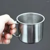 Tazze Tazza da tè da 100 ml Acqua portatile in acciaio inossidabile di qualità con manico da campeggio Tazza da caffè da viaggio all'aperto Birra