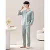 2024 Mannen Lente Casual Nachtkleding Sets Effen HomeWear Suits 2 Stuks Cott Slee Top Broek Herfst Pyjama Mannelijke l-3XL Dropship 94PG #