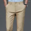 Männer Hosen Männlichen Stretch Solide Schwarz Smart Casual Hosen Büro Schnell Trocken Anzug Frühling Herbst Koreanische Gerade