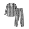 Geo Print Pajama Set Tribal Stripe Warm Sleepwear Male LG-Sleeveカジュアルレジャー2ピースナイトウェアプラスサイズ2XL 2056＃