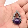 Pendant Necklaces Wholesale 12pcs/lot Antique Metal Retro Reiki Dragon Claw Round Ball Natural Stone Amethysts For Jewelry Making Free