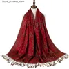 Sciarpe Paisley Motivo con bordi floreali Sciarpa di seta Pashmina scialle confezione coperta reversibile confortevole retrò con bordo 70X180 cm 200 g Q240326