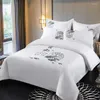 Set di biancheria da letto all'ingrosso El Linen 250TC Copripiumino bianco Set lenzuolo con angoli in cotone a righe da 3 cm