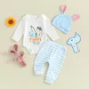 Clothing Sets My 1st Easter Outfits Infant Baby Boys Girl Long Sleeve Romper Bodysuit Pants Hat With Plush Tail 3Pcs