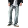 2022 Nouveaux jeans coréens Baggy Casual Pantalon droit Classique Unisexe Hommes Droit Denim Pantalon à jambes larges Fi Fi Marque Bleu a1Ur #