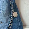 Klassieke 22B gewatteerde denim vuilnisbakken schoudertassen hoogwaardige blauwe gradiënt kleur grote capaciteit crossbody tas luxe ontwerper vrouwen zilveren hardwareketen